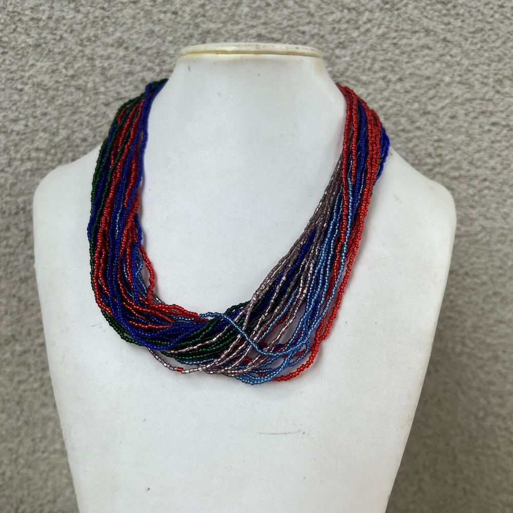 Vintage Venetian bead necklace multi strands multi colors choker style NWT